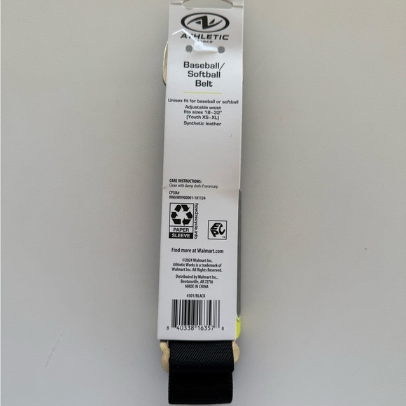 Athletic Works Black softball/baseball belt with Silver Buckle (UNISEX) - Picture 2 of 3